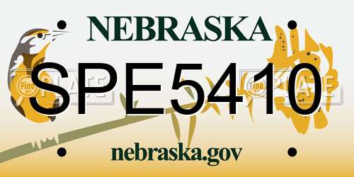 SPE5410 Nebraska License Plate