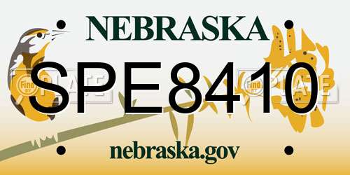SPE8410 Nebraska License Plate