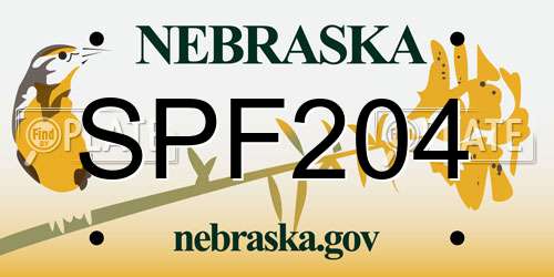 SPF204 Nebraska License Plate