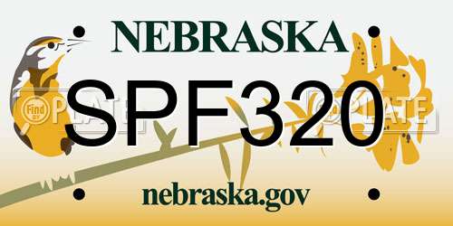 SPF320 Nebraska License Plate
