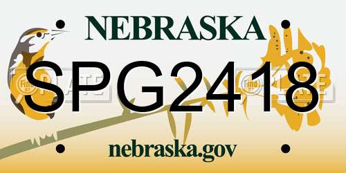 SPG2418 Nebraska License Plate