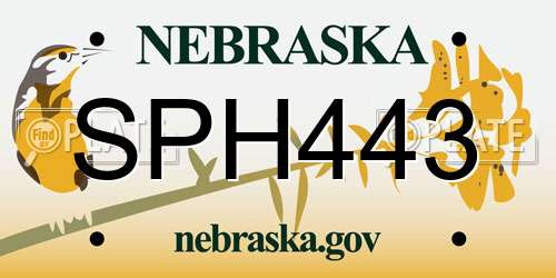 SPH443 Nebraska License Plate