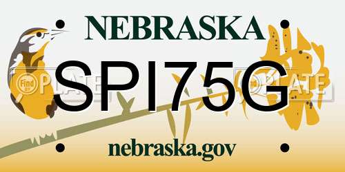 SPI75G Nebraska License Plate