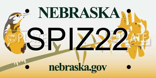 SPIZ22 Nebraska License Plate