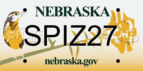 SPIZ27 Nebraska License Plate