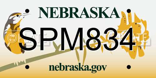 SPM834 Nebraska License Plate