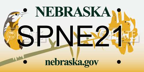 SPNE21 Nebraska License Plate