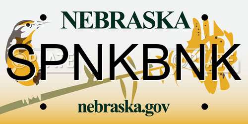 SPNKBNK Nebraska License Plate