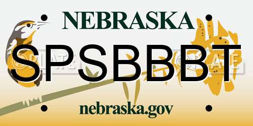 SPSBBBT Nebraska License Plate
