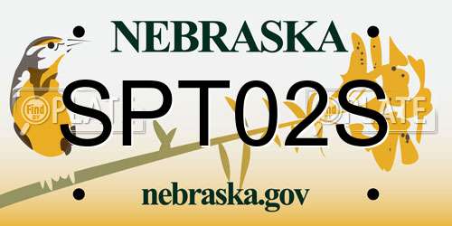 SPT02S Nebraska License Plate
