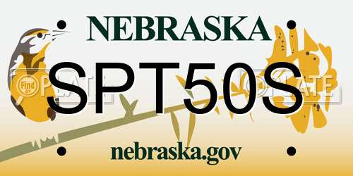 SPT50S Nebraska License Plate