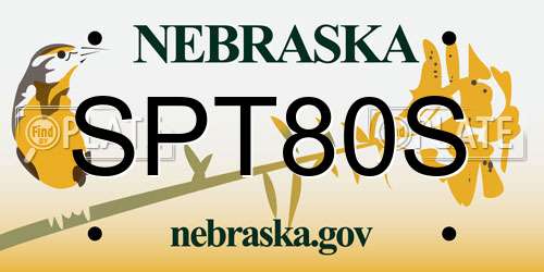 SPT80S Nebraska License Plate