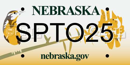 SPTO25 Nebraska License Plate