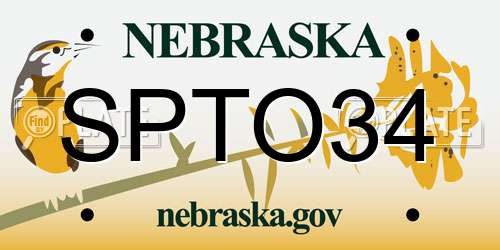 SPTO34 Nebraska License Plate