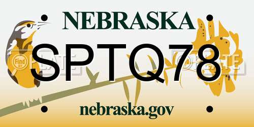 SPTQ78 Nebraska License Plate