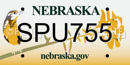 SPU755 Nebraska License Plate