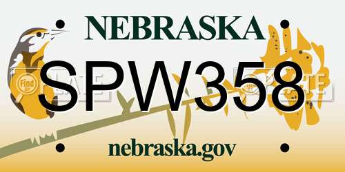 SPW358 Nebraska License Plate