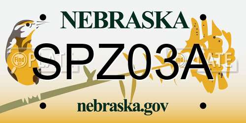 SPZ03A Nebraska License Plate