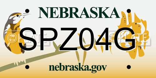 SPZ04G Nebraska License Plate