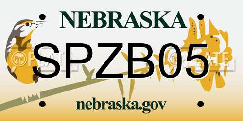 SPZB05 Nebraska License Plate