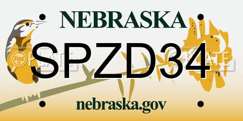 SPZD34 Nebraska License Plate