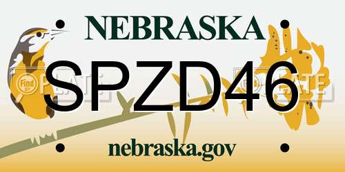 SPZD46 Nebraska License Plate