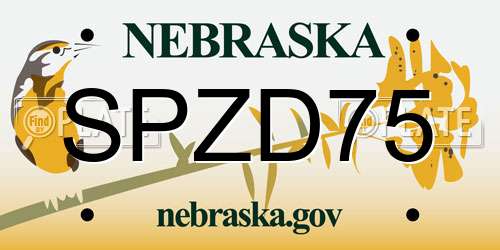 SPZD75 Nebraska License Plate