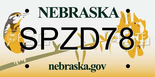 SPZD78 Nebraska License Plate