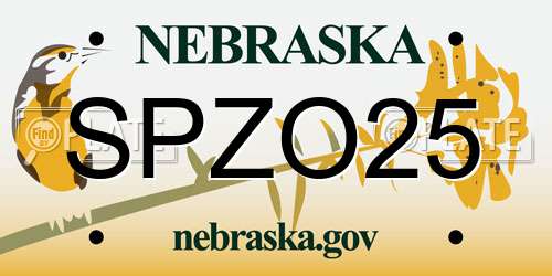 SPZO25 Nebraska License Plate