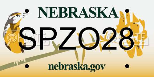 SPZO28 Nebraska License Plate