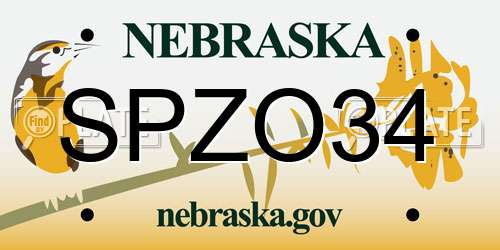SPZO34 Nebraska License Plate