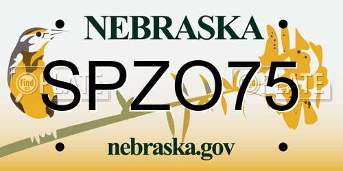 SPZO75 Nebraska License Plate