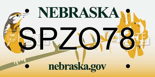 SPZO78 Nebraska License Plate