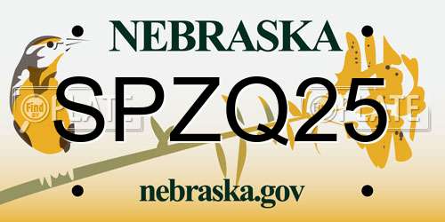 SPZQ25 Nebraska License Plate