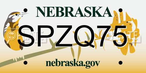 SPZQ75 Nebraska License Plate