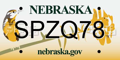 SPZQ78 Nebraska License Plate