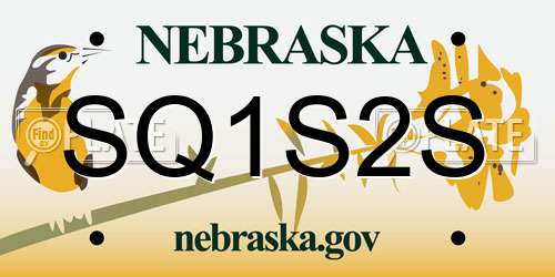 SQ1S2S Nebraska License Plate