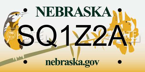 SQ1Z2A Nebraska License Plate