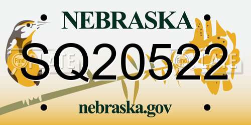SQ20522 Nebraska License Plate