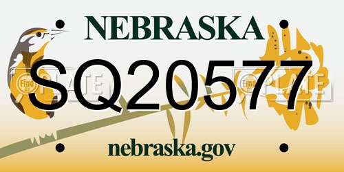 SQ20577 Nebraska License Plate