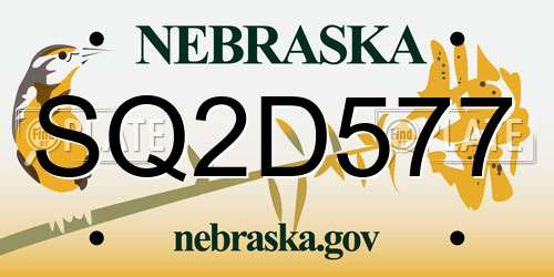 SQ2D577 Nebraska License Plate