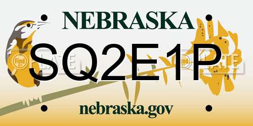 SQ2E1P Nebraska License Plate