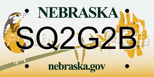 SQ2G2B Nebraska License Plate