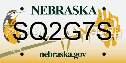 SQ2G7S Nebraska License Plate