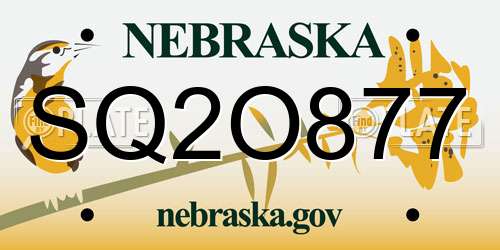 SQ2O877 Nebraska License Plate
