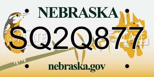 SQ2Q877 Nebraska License Plate