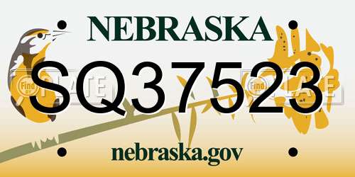 SQ37523 Nebraska License Plate