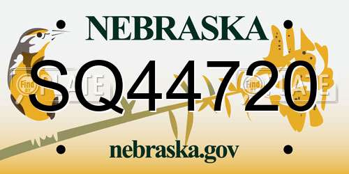 SQ44720 Nebraska License Plate