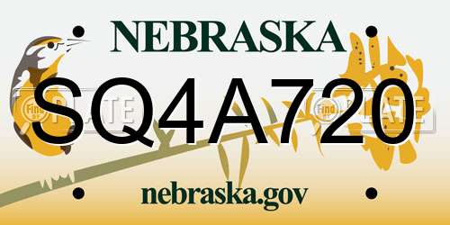 SQ4A720 Nebraska License Plate