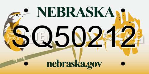 SQ50212 Nebraska License Plate